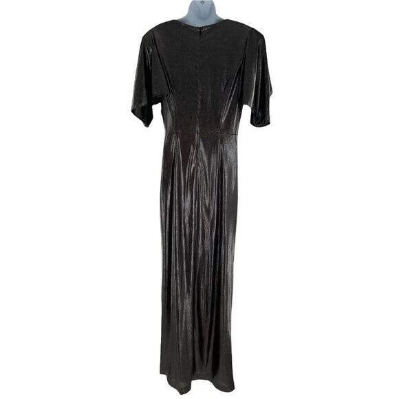 Eliza J Dress Womens Size 10 Formal Metallic Shimmer Butterfly Sleeves Maxi NEW - Picture 2 of 12